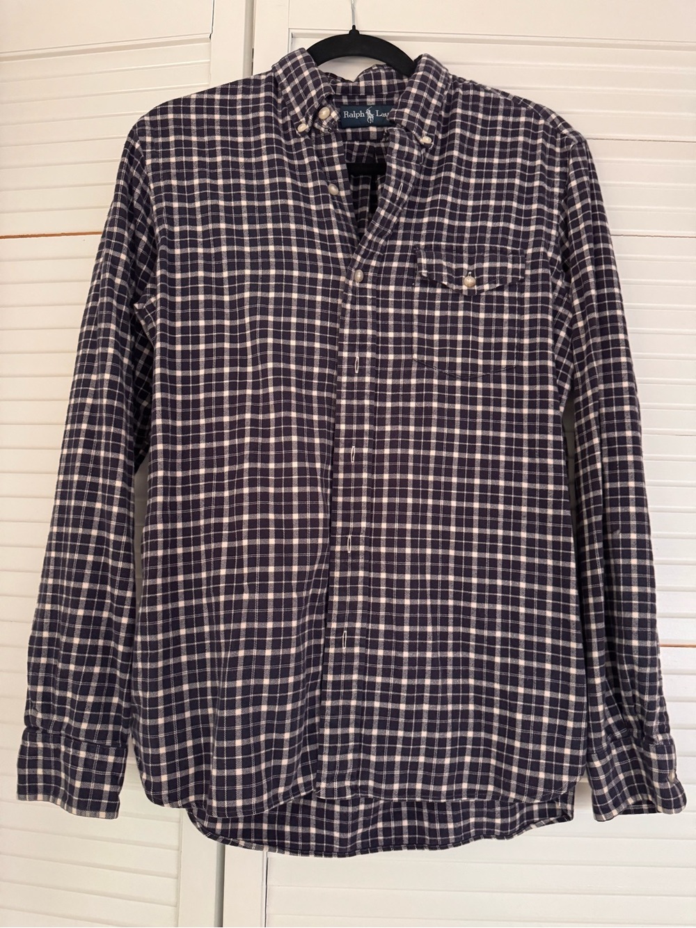 Ralph Lauren Men’s Navy and White Plaid Button-Down Shirt